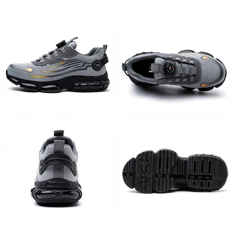 Unzerstörbare sicherheitsschuhe mit drehknopf, Stahlkappen sicherheitsschuhe mit luftblasen