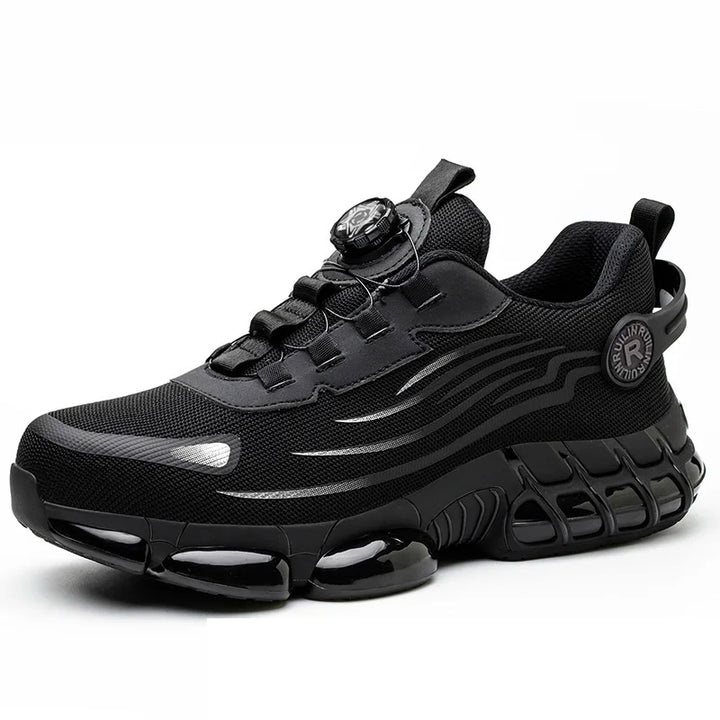 Unzerstörbare sicherheitsschuhe mit drehknopf, Stahlkappen sicherheitsschuhe mit luftblasen