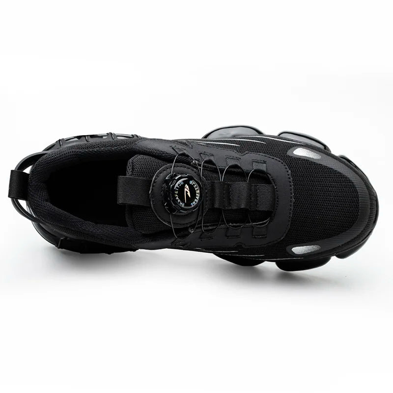 Unzerstörbare sicherheitsschuhe mit drehknopf, Stahlkappen sicherheitsschuhe mit luftblasen